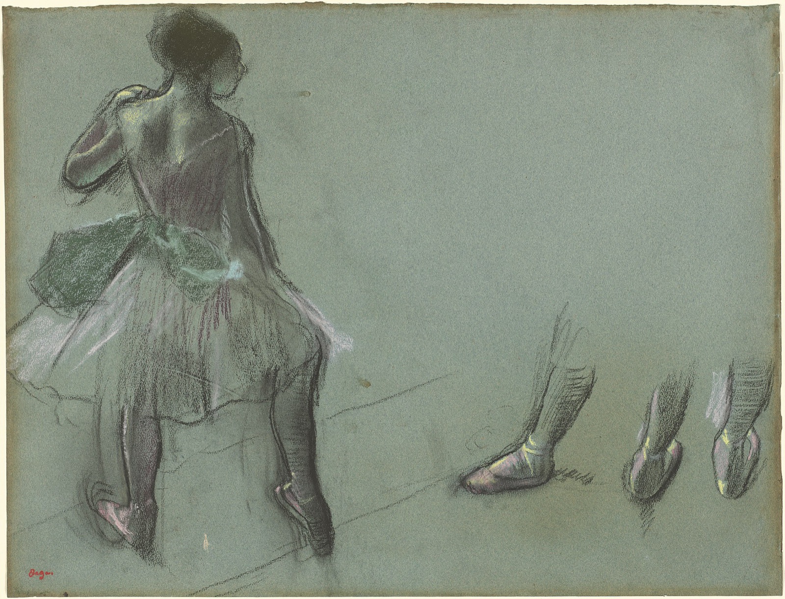Edgar Degas, Dancer Seen from Behind and Three Studies of Feet, c. 1878, NGA 32137 — Edgar Degas