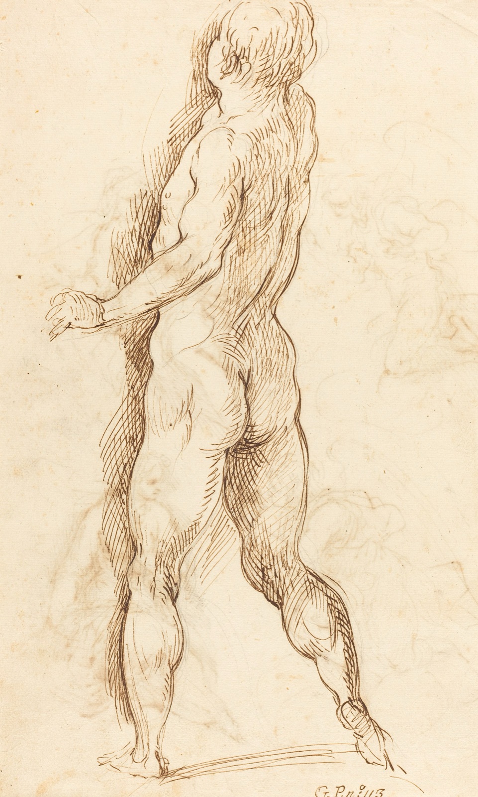 Jacopo Palma il Giovane, Nude Man Seen from Behind (verso), NGA 69994 — Jacopo Palma il Giovane