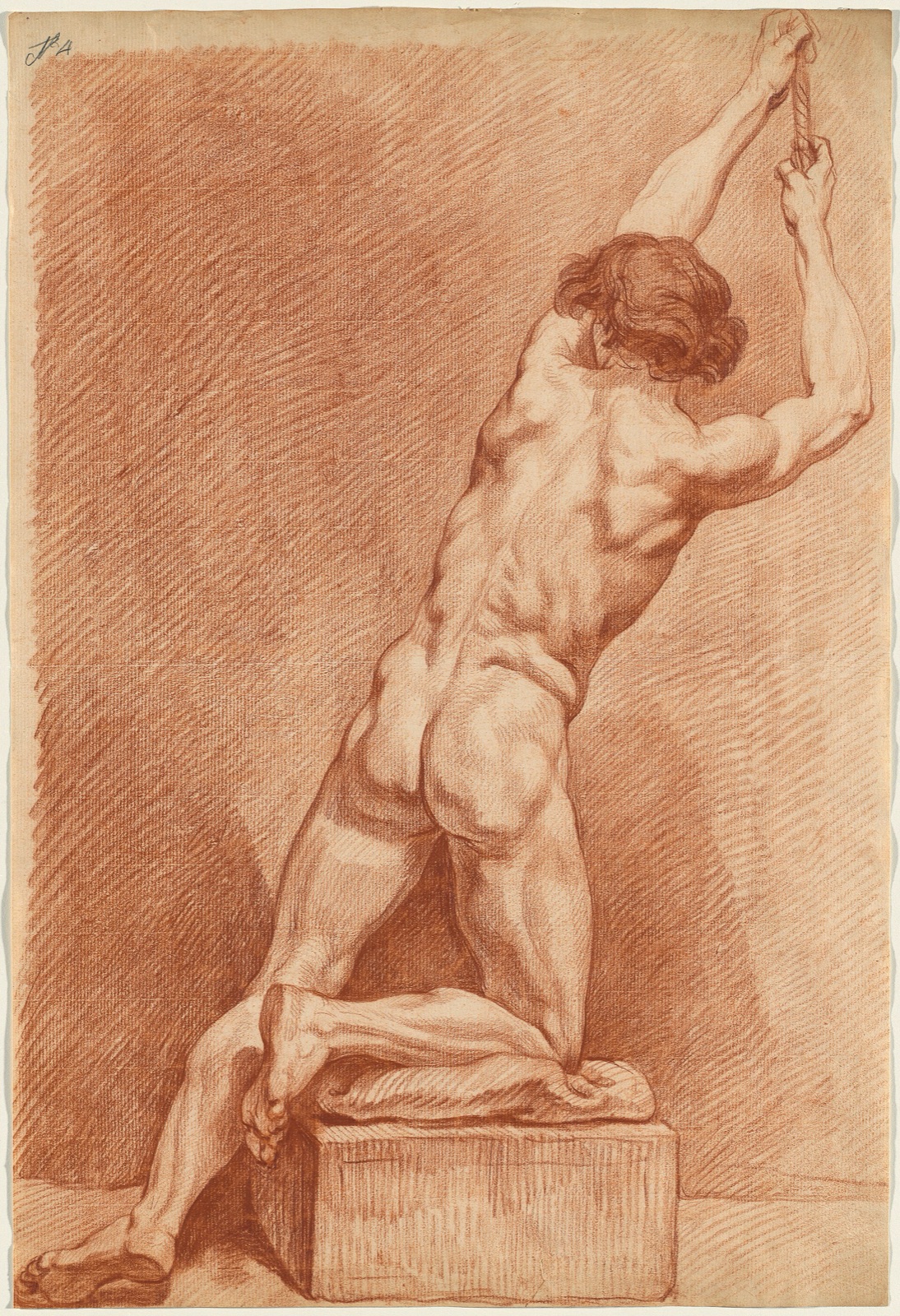 French 18th Century, A Male Nude Seen from Behind, c.1760, NGA 143878 — French 18th Century