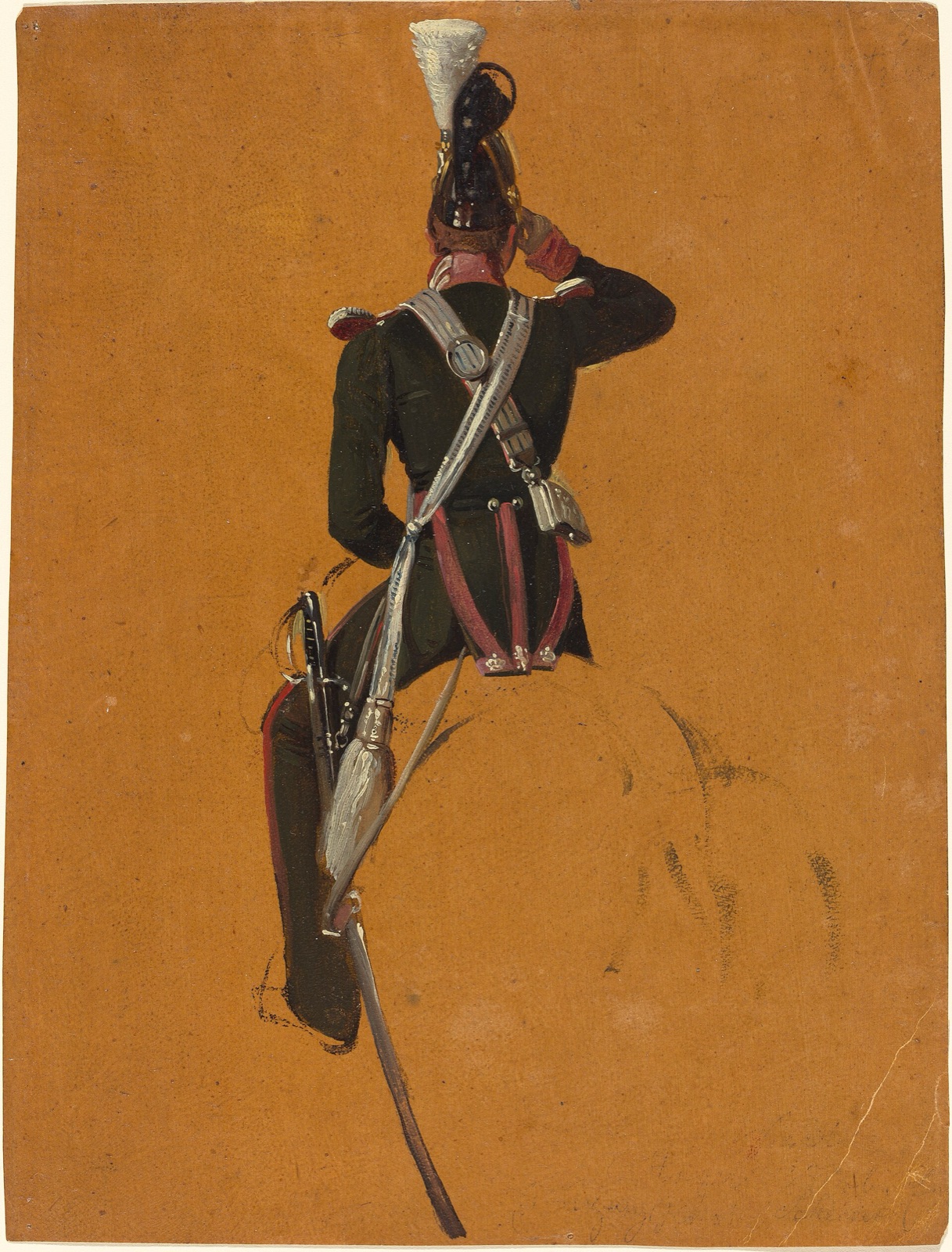 Franz Adam, A Mounted Cavalry Officer Seen from Behind, 1850s, NGA 154065 — Franz Adam