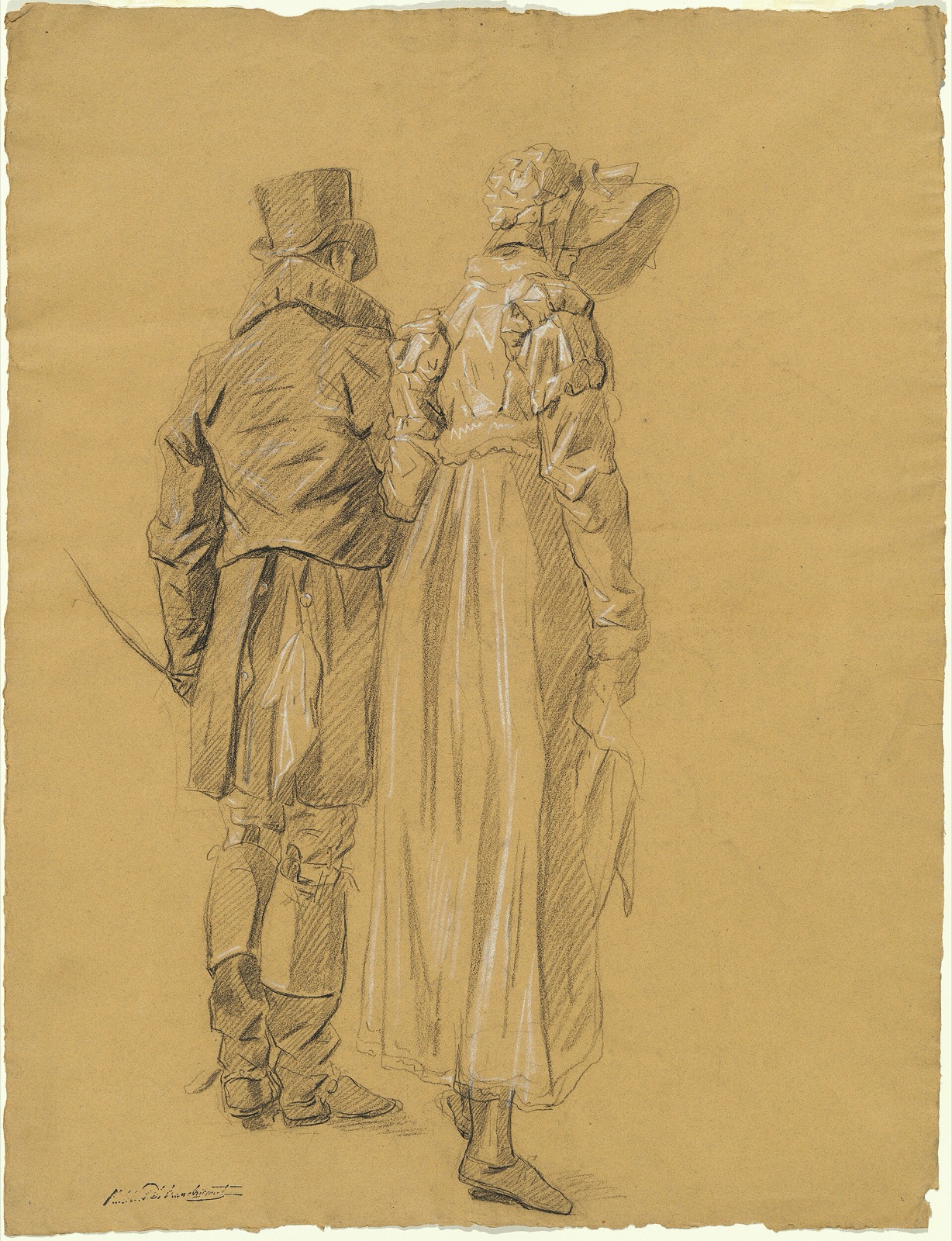 Philibert d'Amiens de Ranchicourt, A Fashionable Couple Seen from Behind, c. 1810, NGA 117990 — Philibert d'Amiens de Ranchicourt