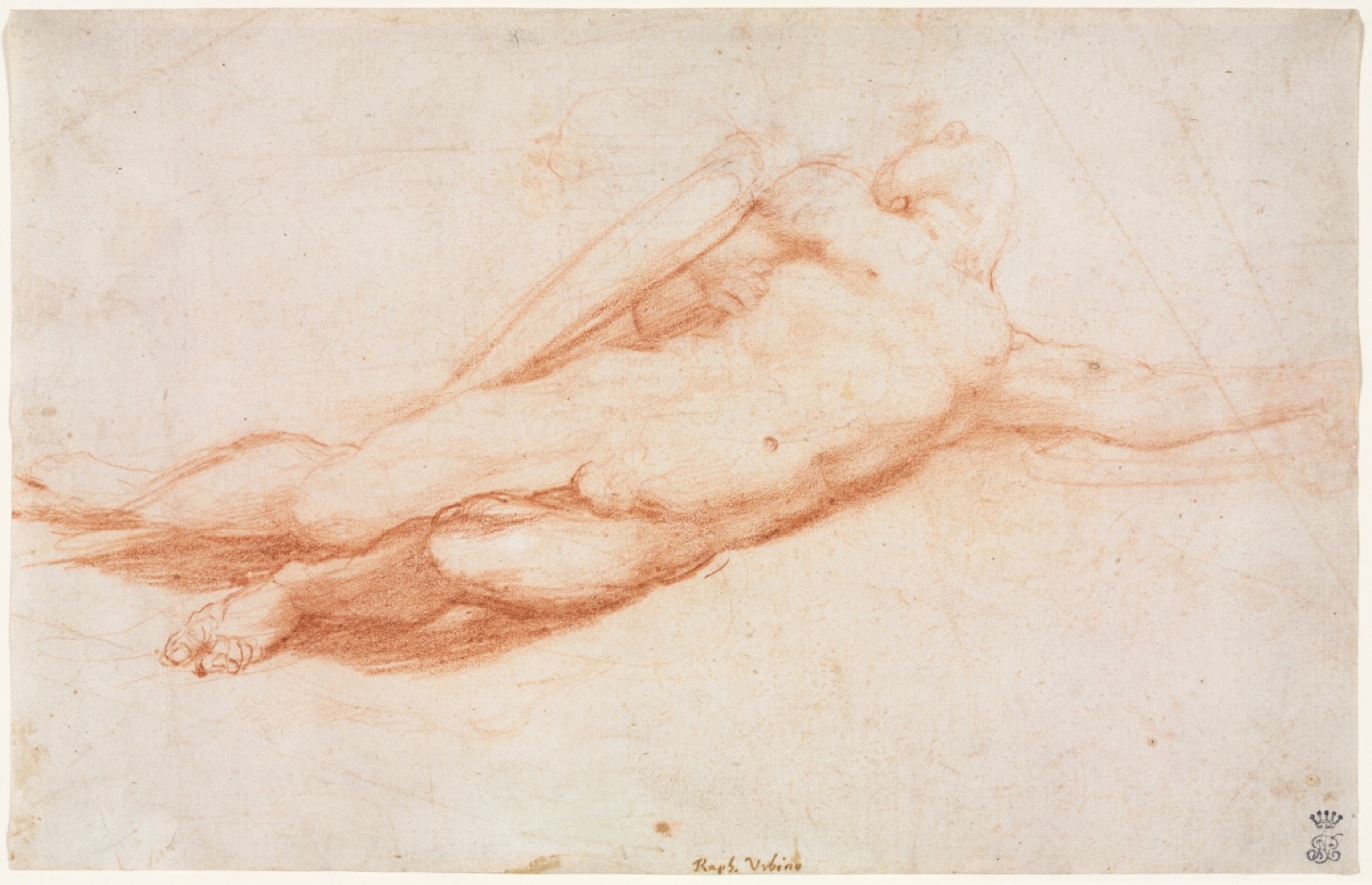 Study of a Fallen Soldier (possibly the Conversion of Saul) (recto) — Correggio