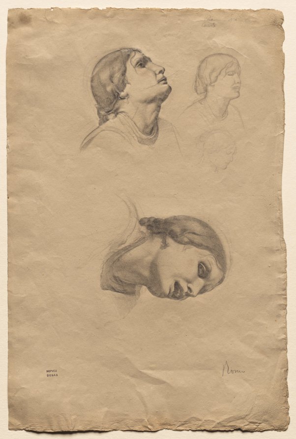 Four Studies of the Head of a Young Italian Woman — Edgar Degas