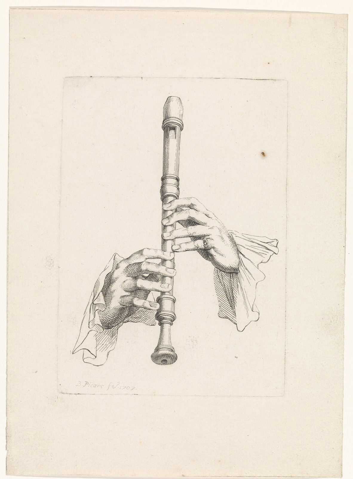 Positie van de handen op een blokfluit, RP-P-OB-51.388 — Artiste inconnu