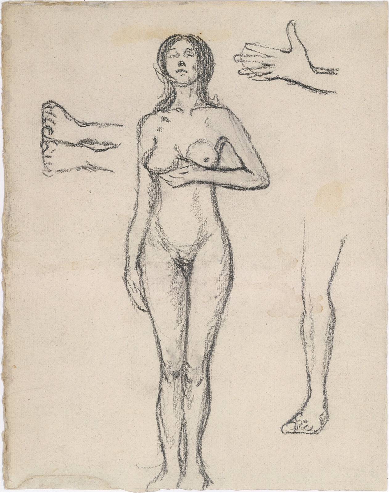 Standing Nude Woman and Studies of a Hand, Leg, and Feet MET DT3385 — Maurice Prendergast