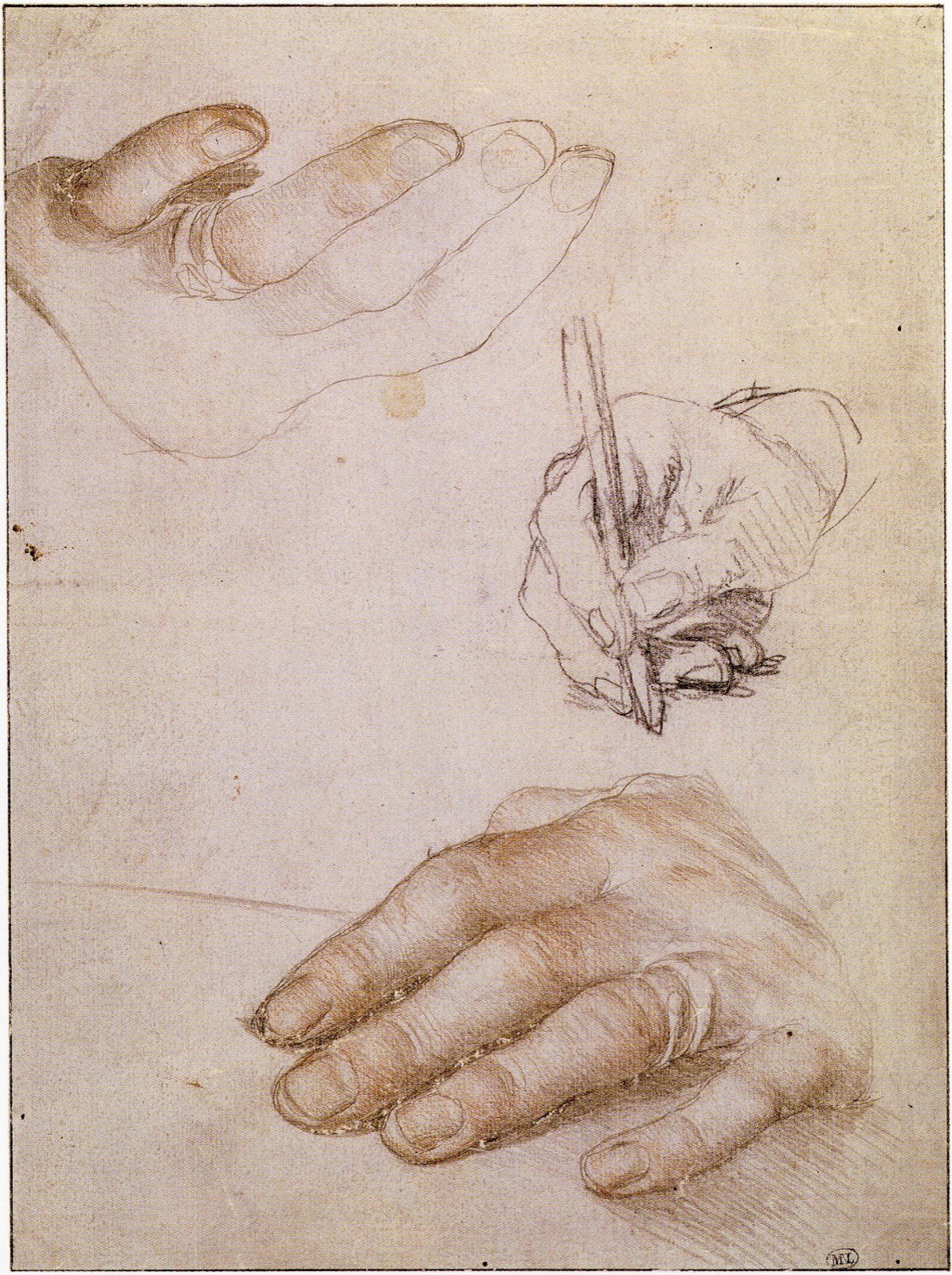 Studies of the Hands of Erasmus, by Hans Holbein the Younger — Hans Holbein the Younger