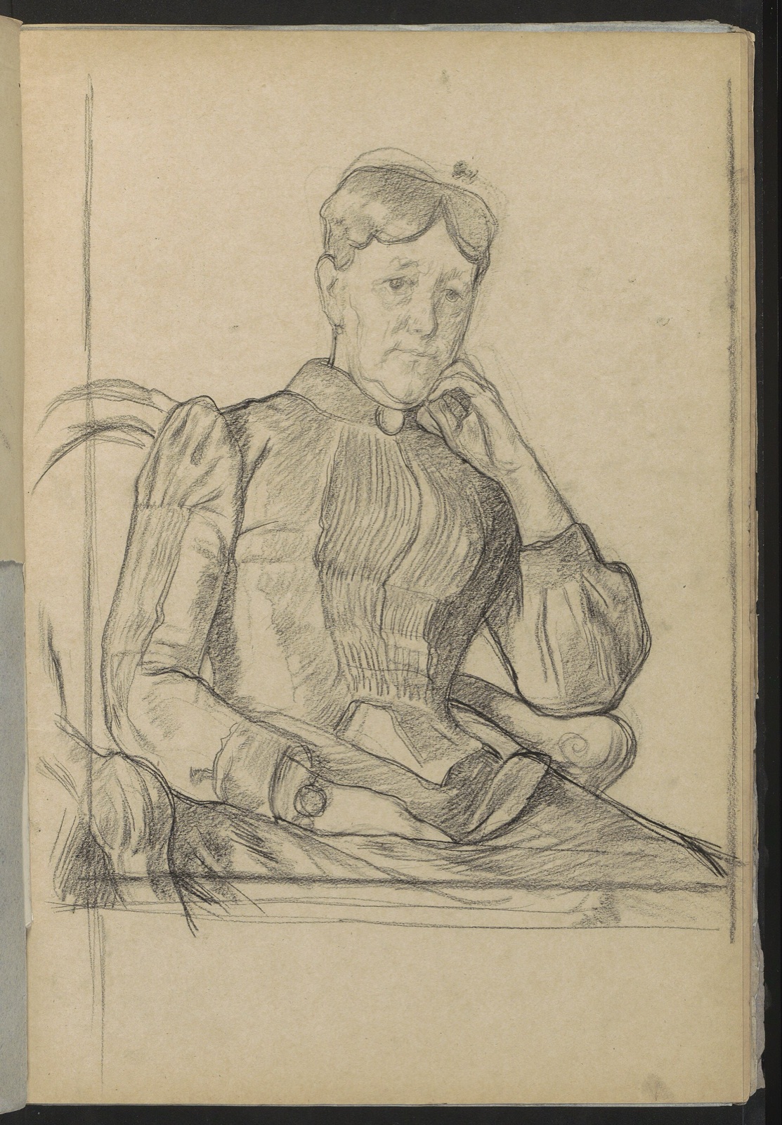 Portret van een zittende vrouw, de kin rustend op de linkerhand, RP-T-1962-368-8 — Artiste inconnu