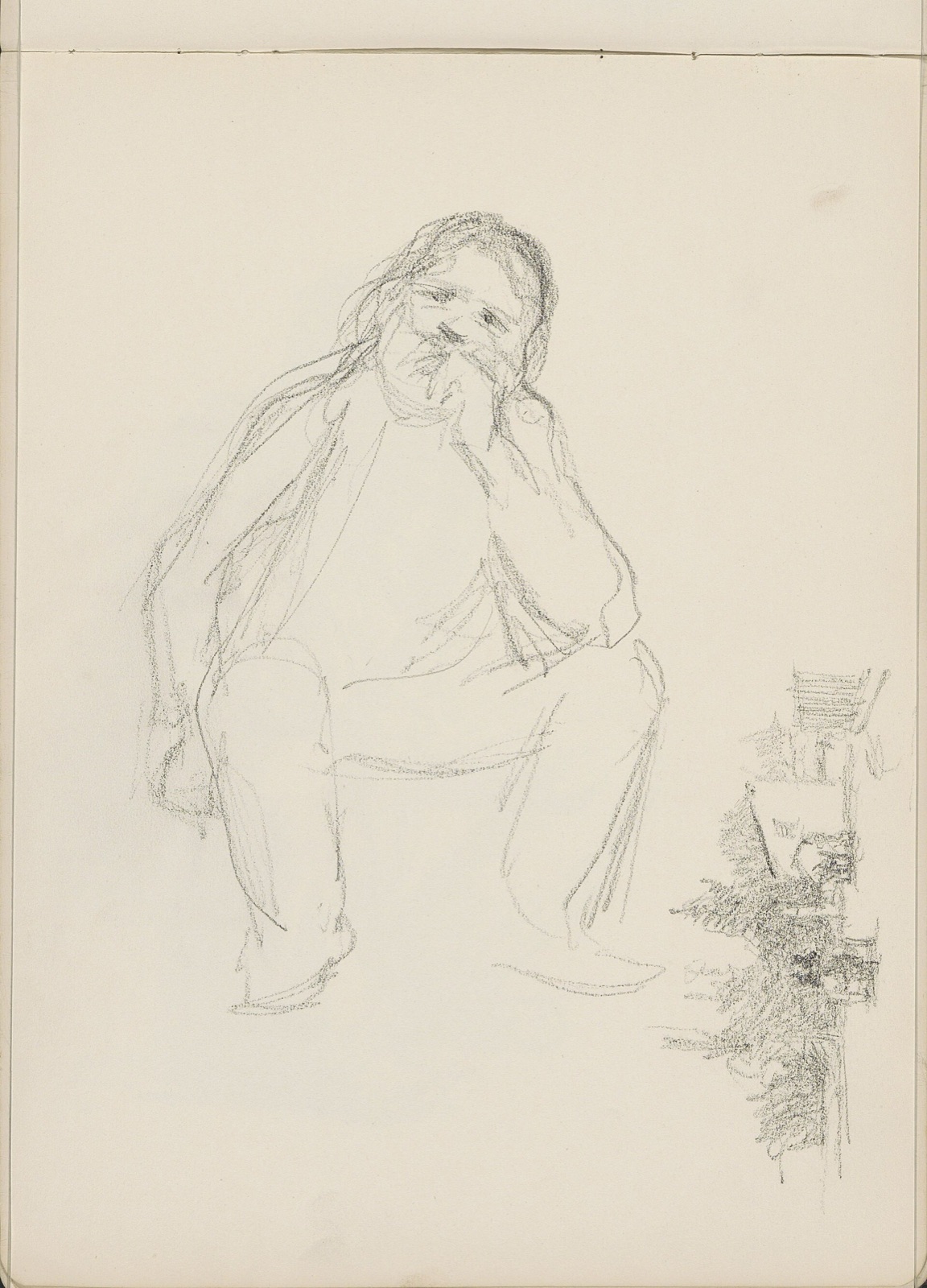 Zittende man, het hoofd rustend op de linkerhand, RP-T-1976-104-22 — Unknown artist