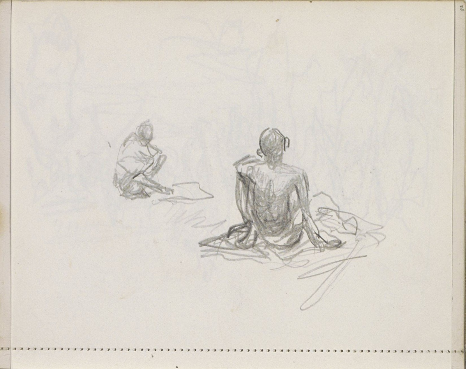 Zittende Indiërs, op de rug gezien, RP-T-1949-678-58 — Unknown artist
