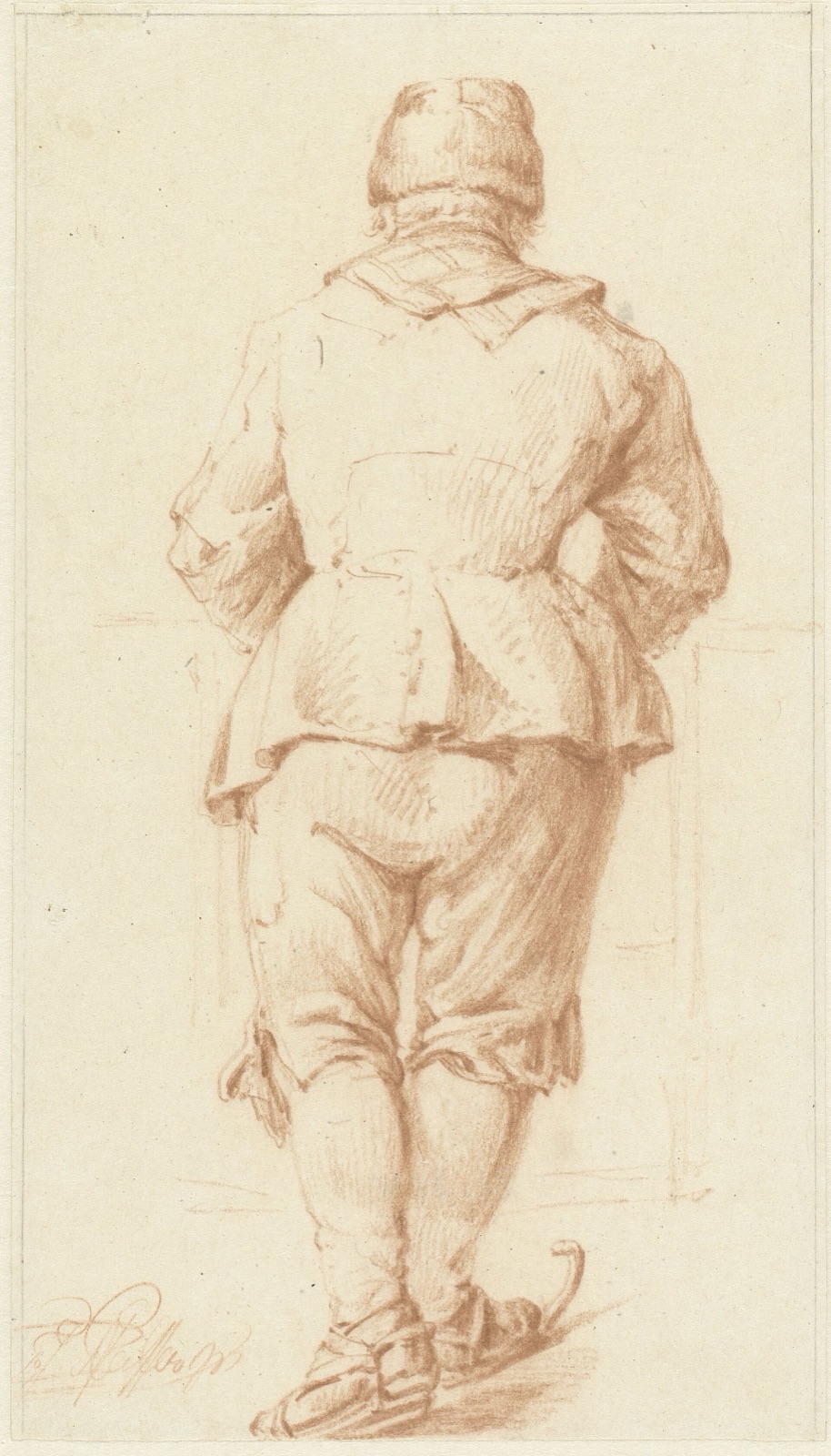 Schaatsende jongen op de rug gezien, RP-T-1921-254 — Unknown artist