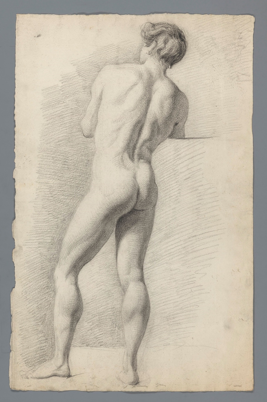 Staand mannelijk naakt, van achteren gezien, RP-T-1950-185 — Unknown artist