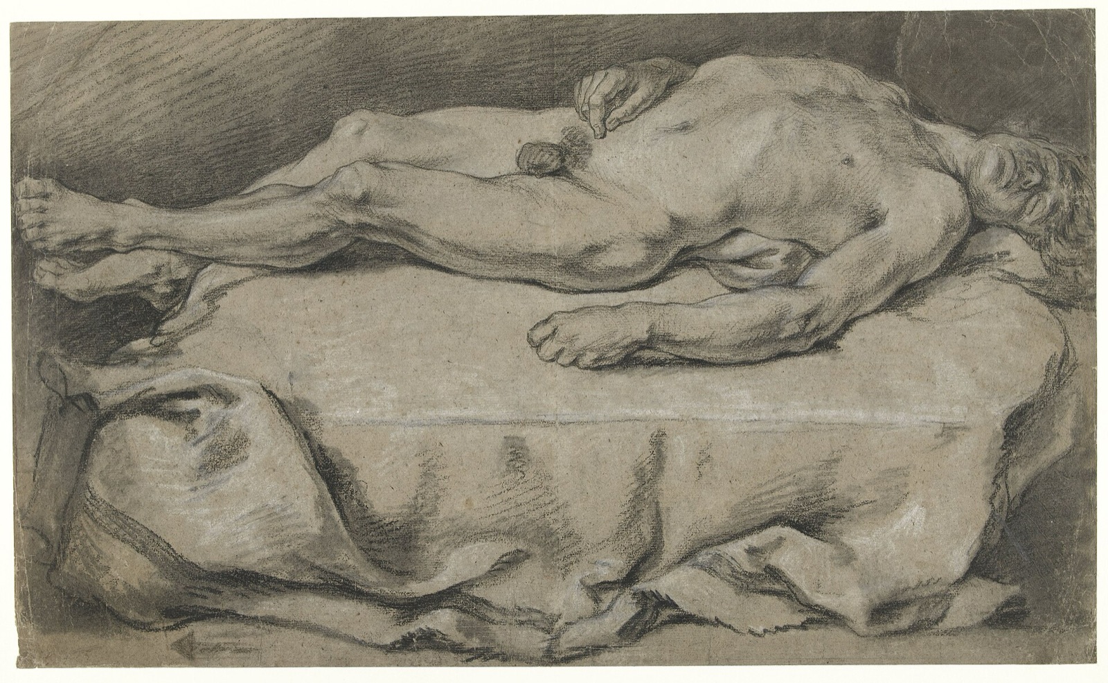 Anatomische studie van liggend mannelijk naakt, RP-T-1946-70 — Unknown artist