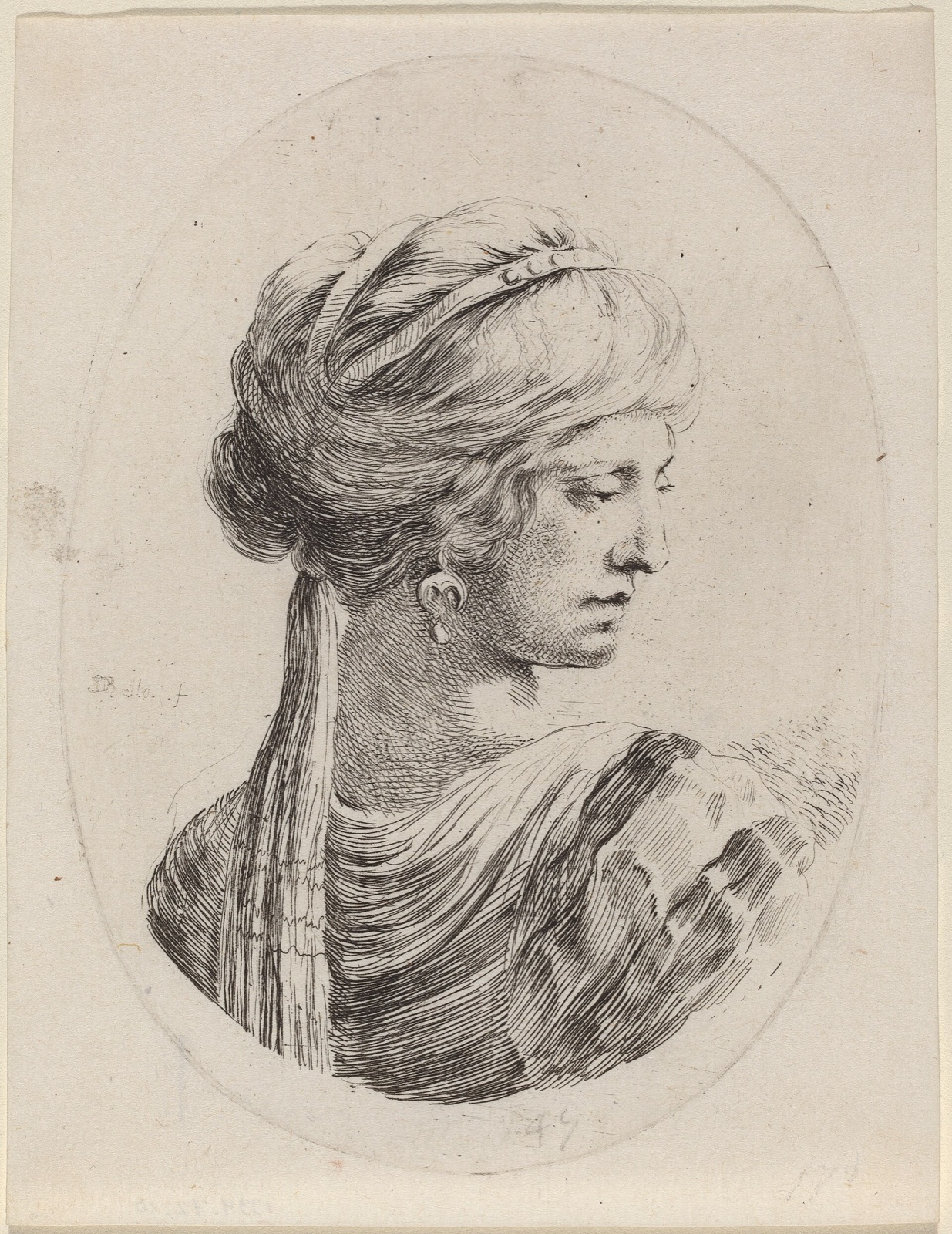 Stefano Della Bella, Sultaness in a Veiled Turban, Seen from Behind, 1649-1650, NGA 90599 — Stefano Della Bella