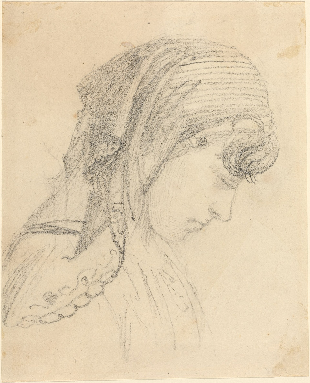 John Flaxman, Head of a Woman in a Scarf, Looking Down, NGA 58235 — John Flaxman