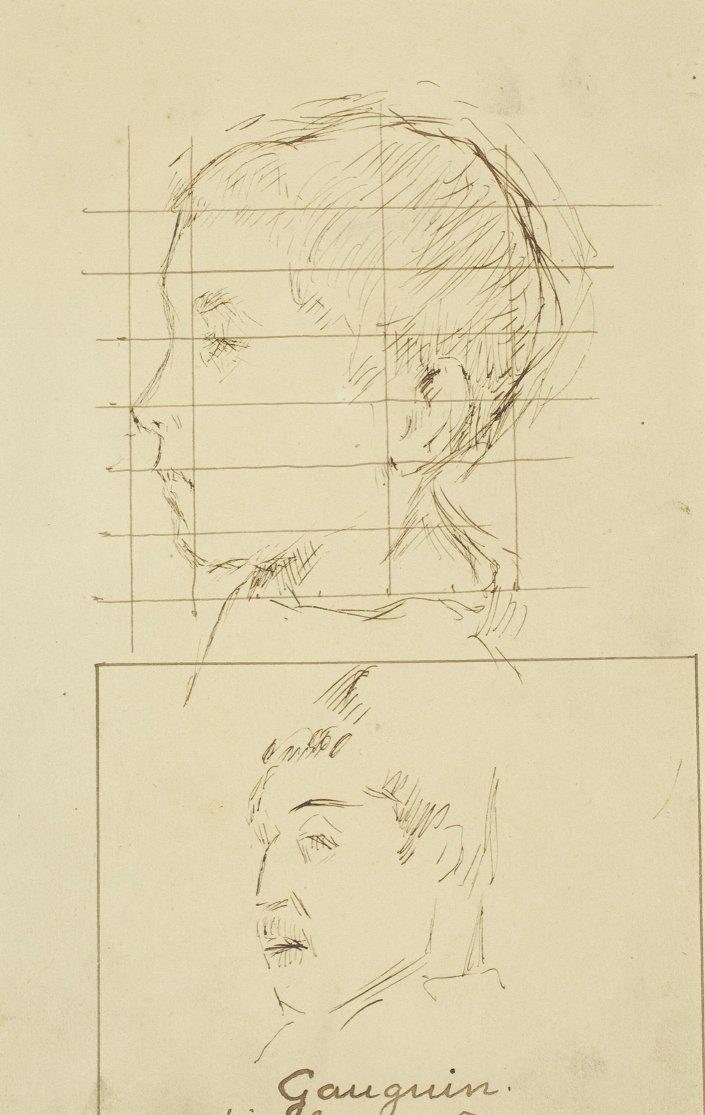 Paul Gauguin, Heads of a Boy and a Man (Self-Portrait?) (verso), 1884-1888, NGA 74212 — Paul Gauguin