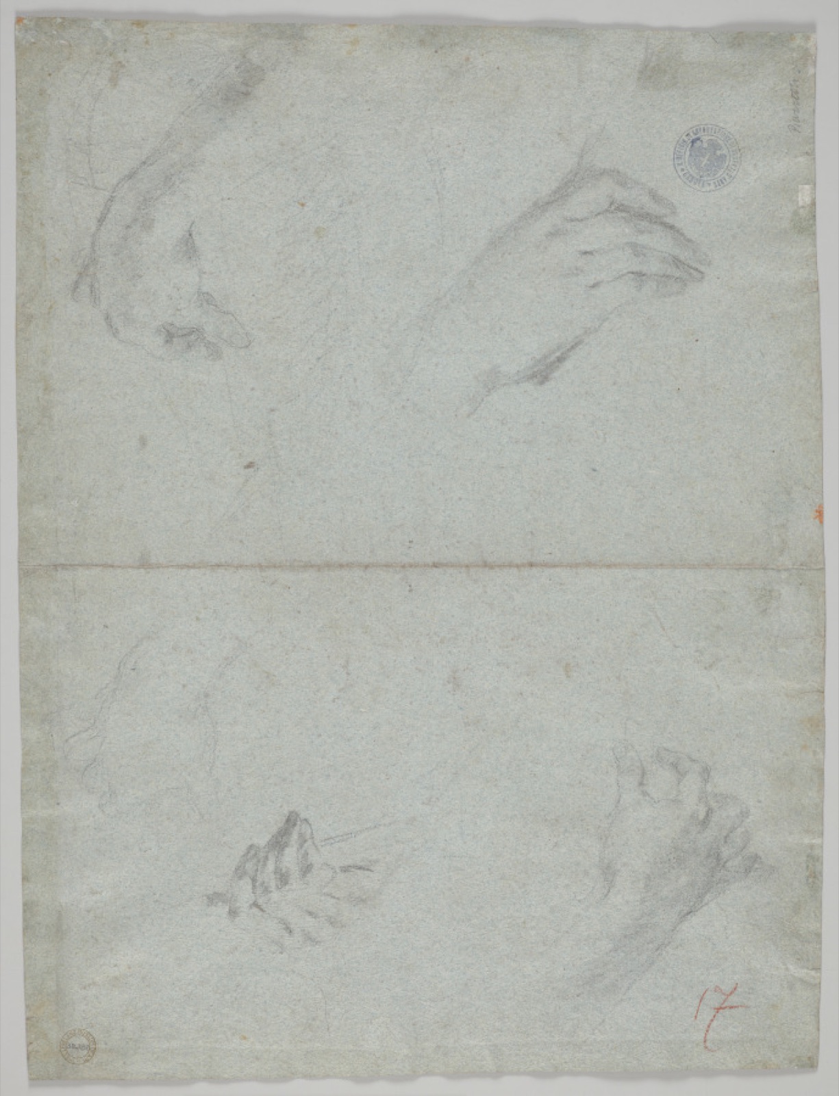 Studies of Hands Playing Instruments (verso) — Giovanni Battista Piazzetta