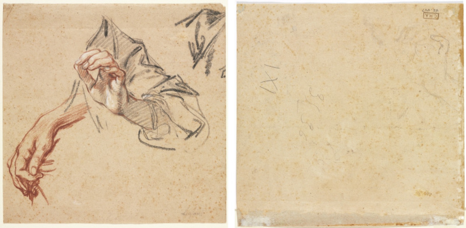 Study of Hands (recto); Sketch of a Hand (verso) — Pierre Lenfant