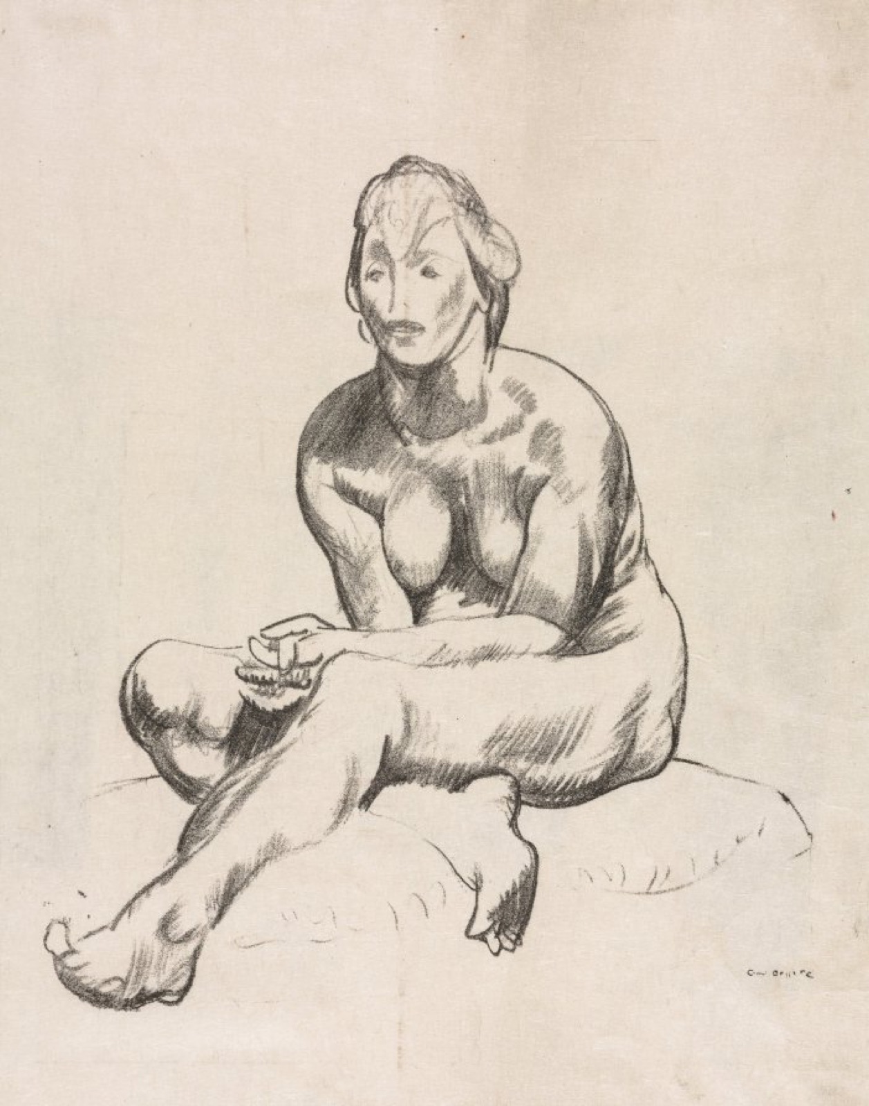 Life Study, Nude Woman Seated With Folded Hands — George Bellows
