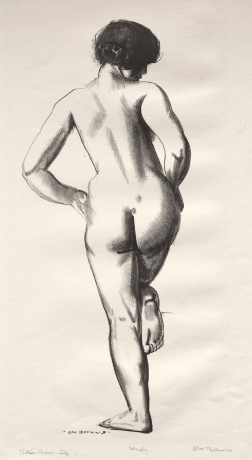 Nude Study, Girl Standing on One Foot — George Bellows