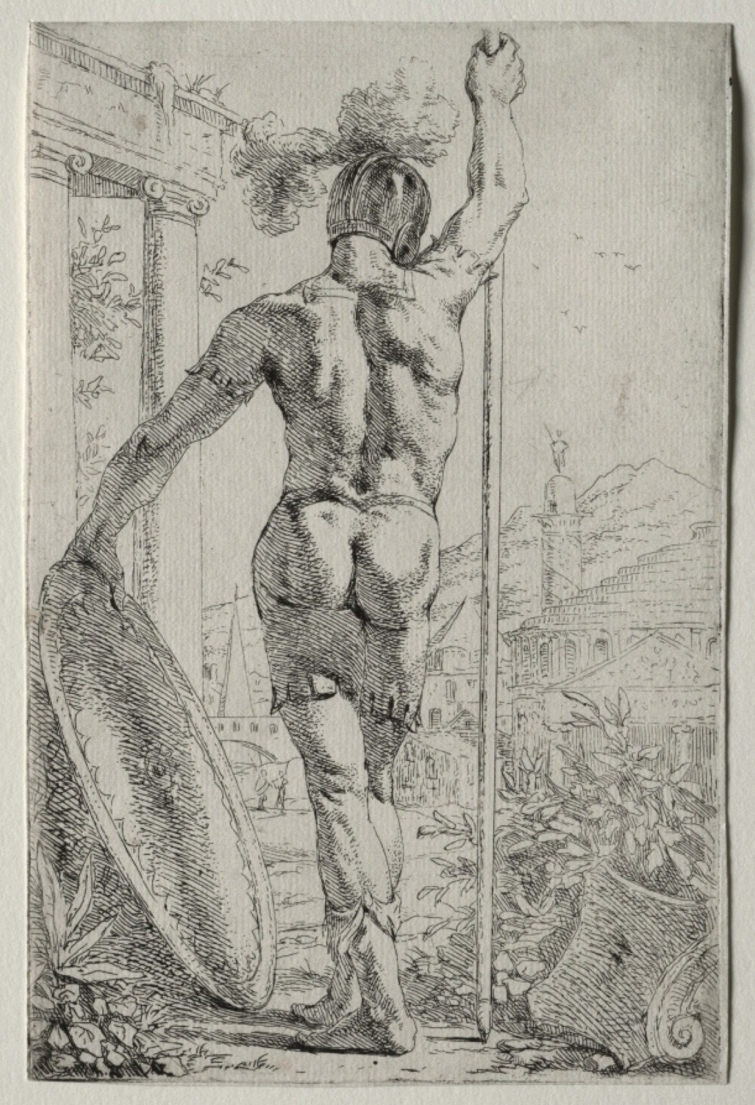 A Soldier Standing, Seen from Behind — Leendert van der Cooghen