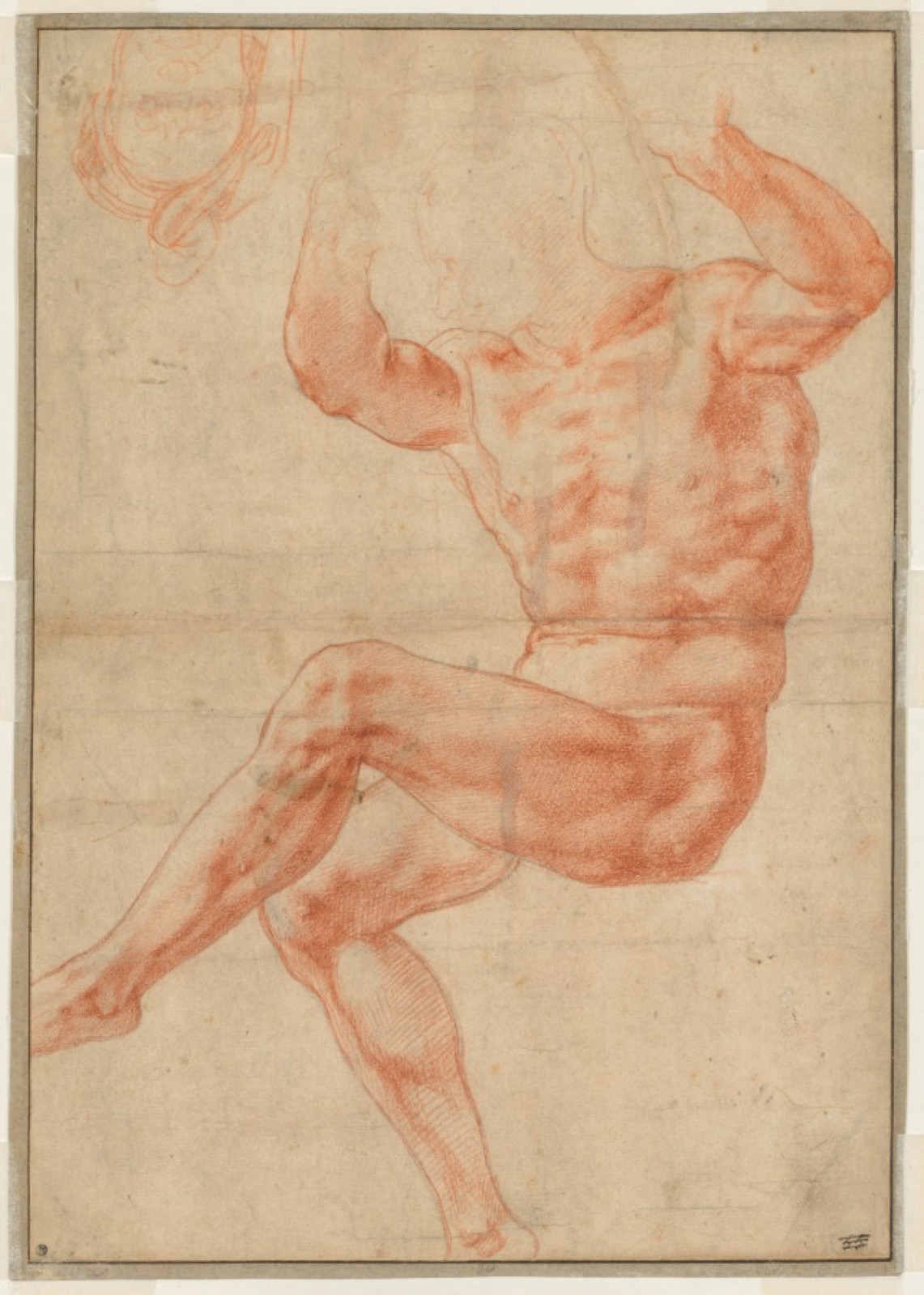 Study for the Nude Youth over the Prophet Daniel (recto) — Michelangelo Buonarroti