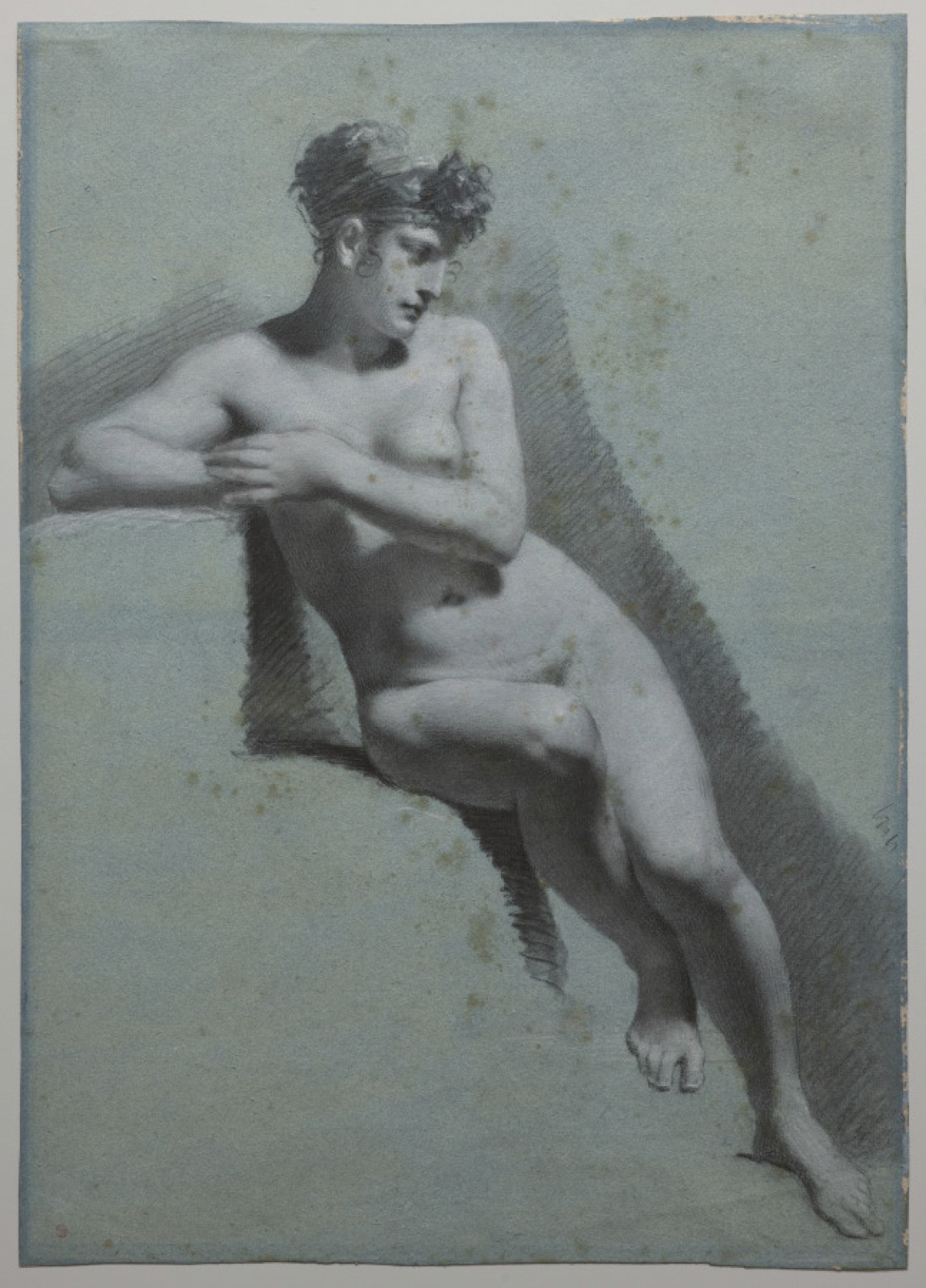 Study of a Nude Woman, Seated Looking to the Right (recto) — Pierre-Paul Prud'hon