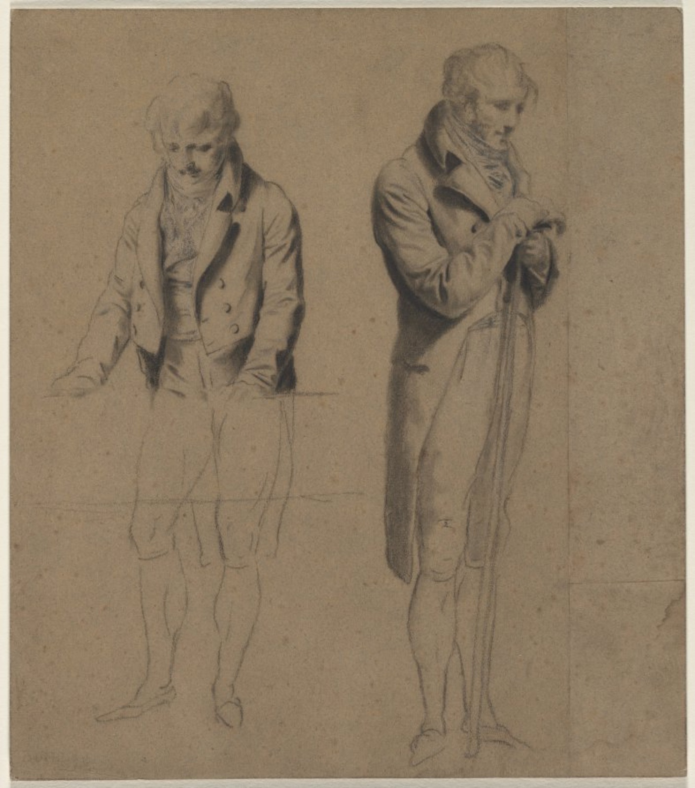 Two Standing Figures (Study for A Game of Billiards) — Louis Léopold Boilly