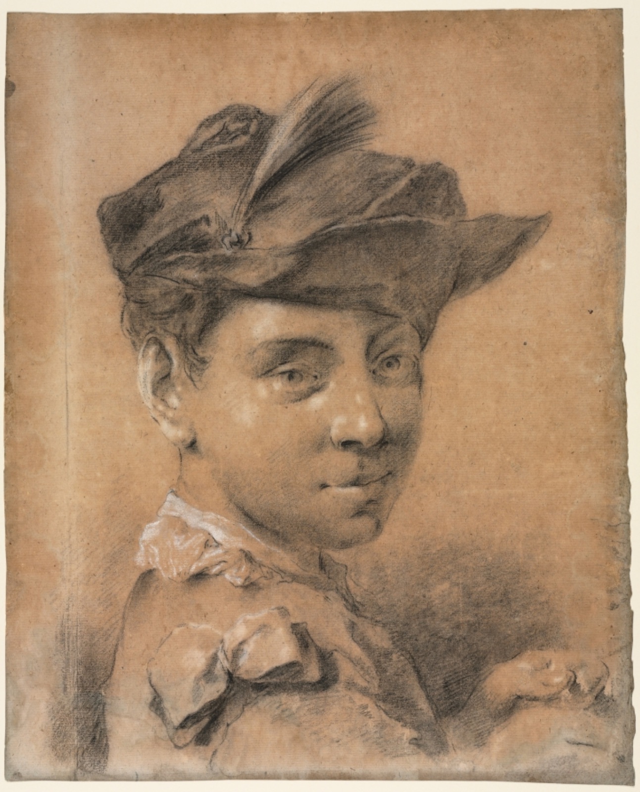 Head of a Young Man Wearing a Hat — Giovanni Battista Piazzetta