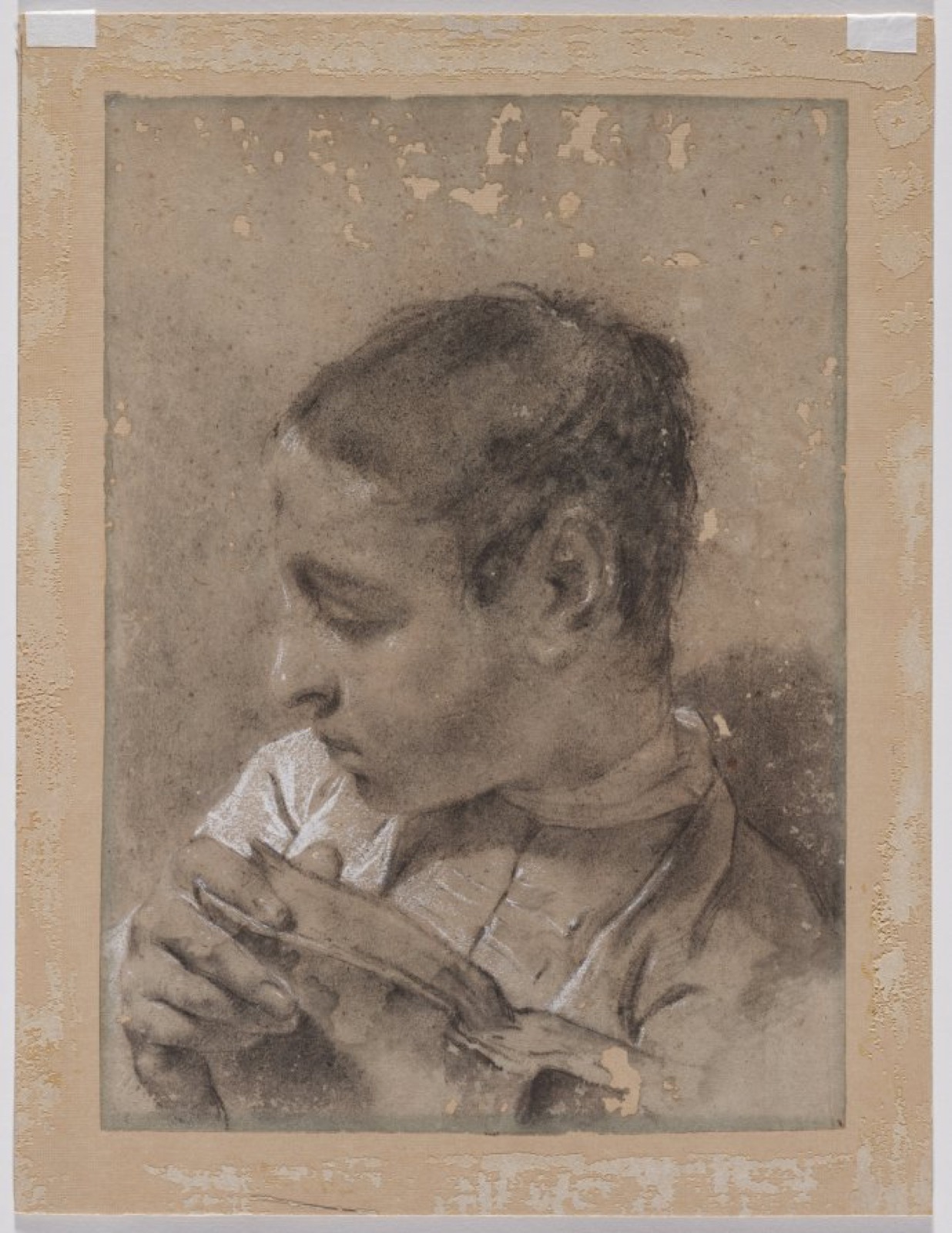 Head of a Young Man in Profile with a Book — Giovanni Battista Piazzetta