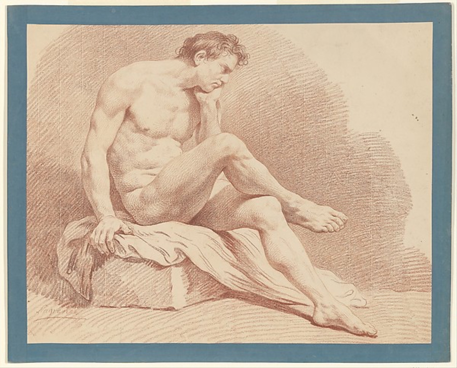 Seated Male Nude — Louis Lagrenée
