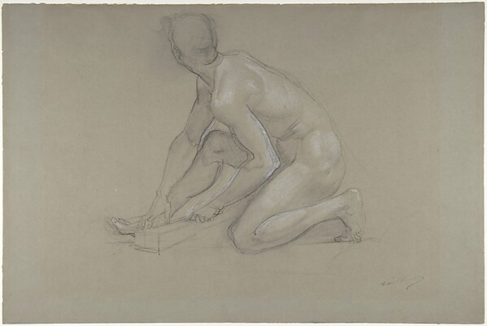 Crouching Nude Male Figure — Paul Baudry