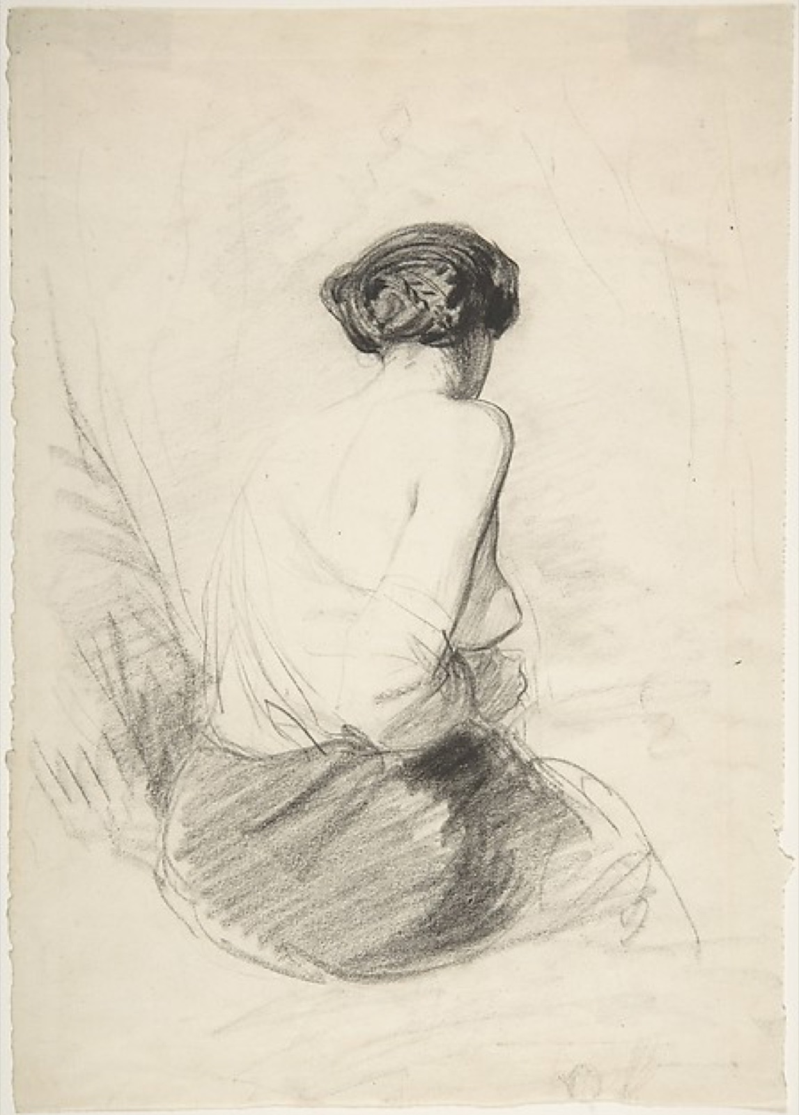 Woman Seated, Seen from Back — Paul Gavarni [Chevalier]