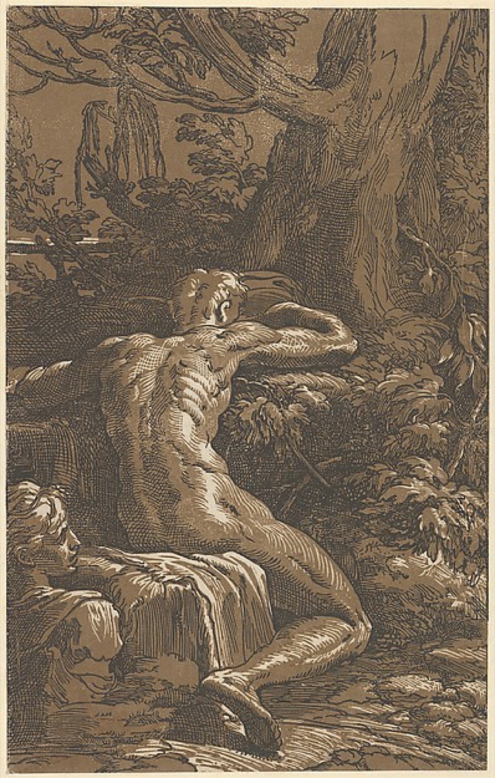 Man seated viewed from behind (Narcissus) — Antonio da Trento