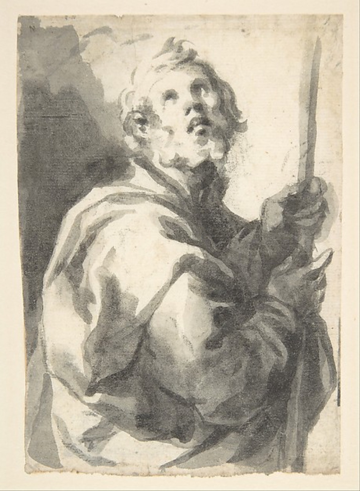 Male Saint with Staff, Half-Figure — the Younger Francisco Herrera