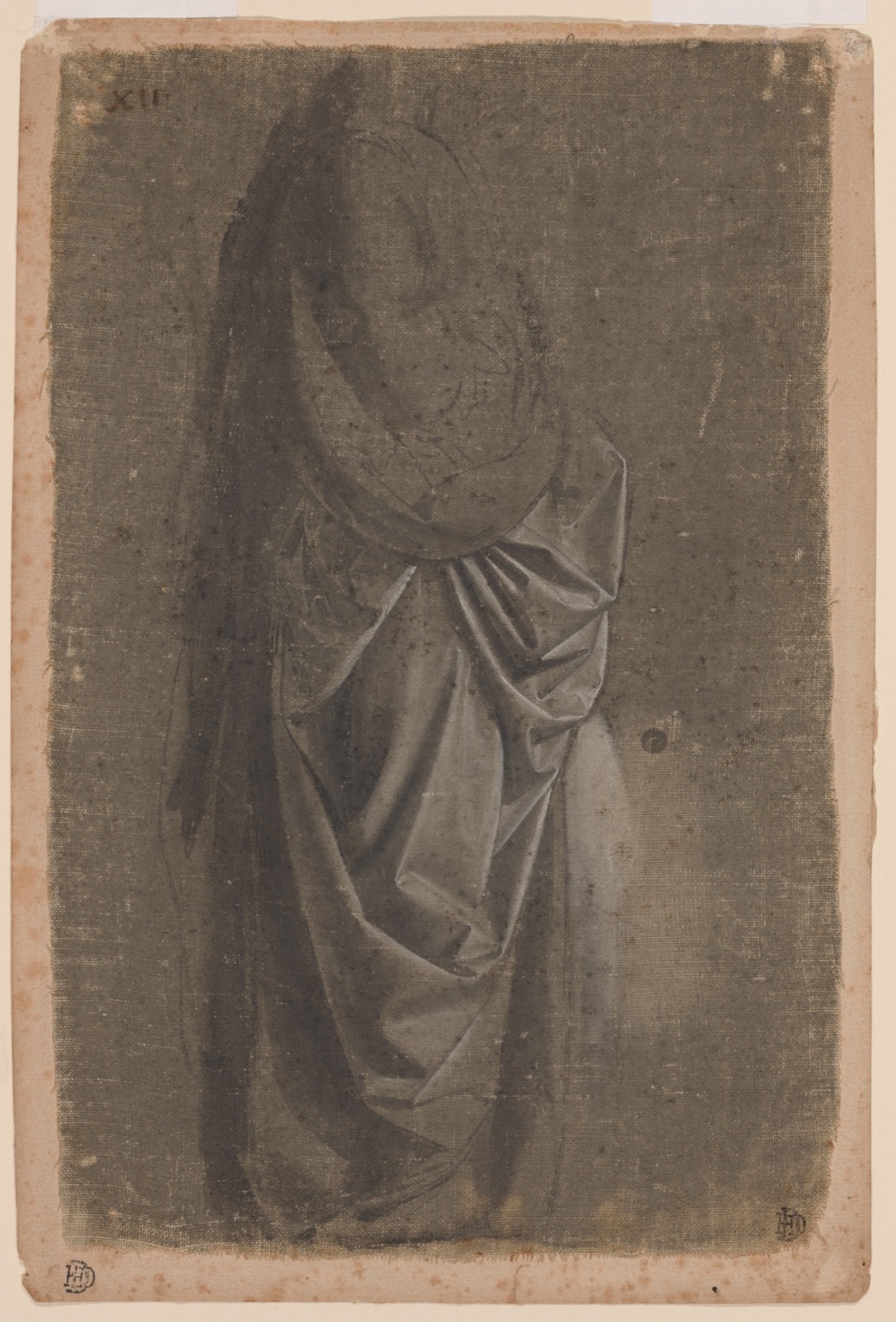 Drapery Study of a Standing Figure Facing Right, in Profile — Andrea Verrocchio
