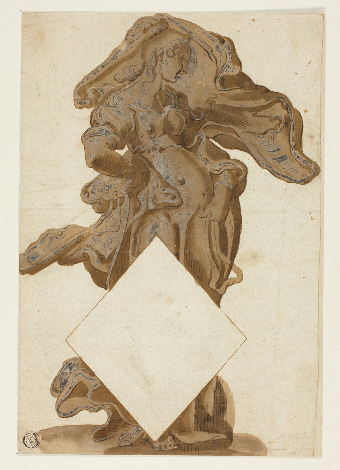 Design with Female Figure in Flowing Drapery — Possibly Hendrick Goltzius