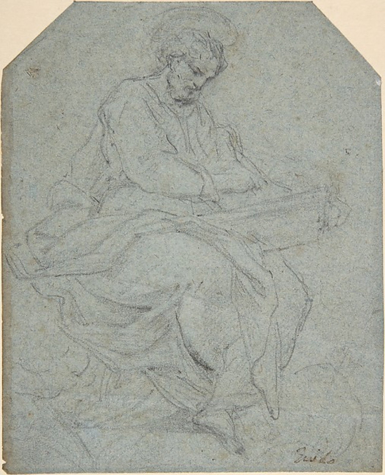 A Seated Apostle (recto); Drapery Study (verso) — Unknown artist