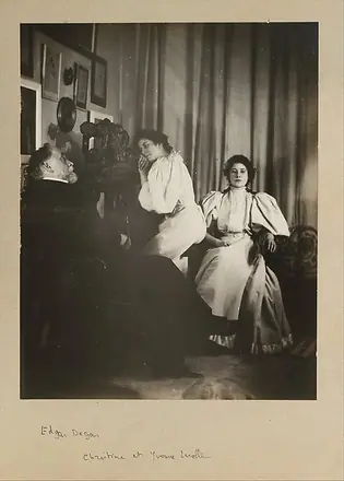 [Self-Portrait with Christine and Yvonne Lerolle] — Edgar Degas