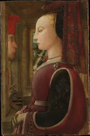 Portrait of a Woman with a Man at a Casement — Fra Filippo Lippi