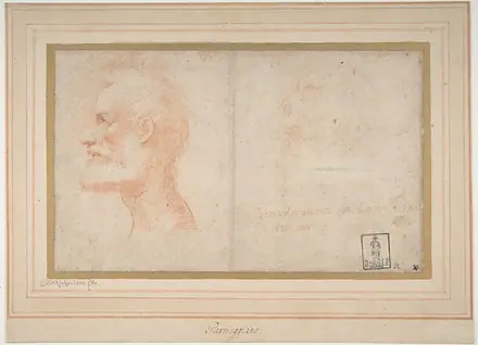 Head of a Bearded Man in Profile to Left, possibly the Portrait of the Poet Giorgio Anselmi (ca. 1459-1528), with Faint Sketch of a Skull-like Head