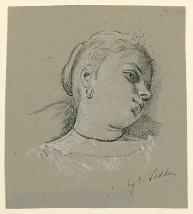 Drawing, Head of an Italian girl, ca. 1885 (CH 18404367) — Elihu Vedder