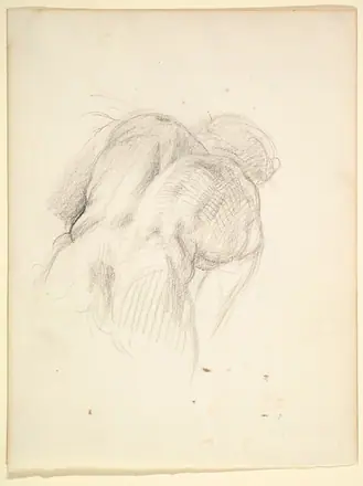 Study for a male figure in "Comus–The Measure" (recto); Reclining male nude (verso)