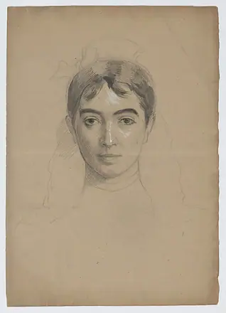 Self-portrait (recto); Study for a self-portrait (verso) — Marie Bracquemond