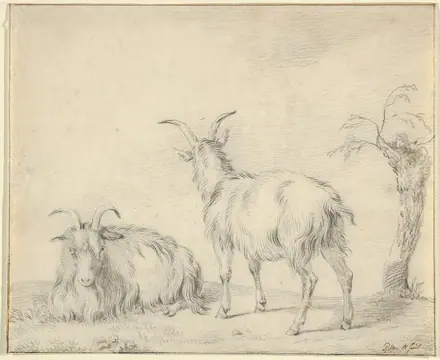 A Standing and a Lying Goat Near a Small Tree MET DP852155 — Pieter Gerardus van Os