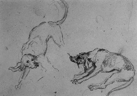 Antoine-Louis Barye - Sketch After Oudry - Walters 372031