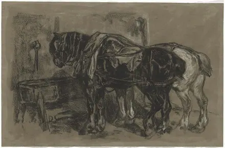 Alexandre-Gabriel Decamps, Two Draft Horses, 1830, NGA 143786 — Alexandre-Gabriel Decamps