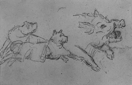 Antoine-Louis Barye - Mastiffs and the Head of a Wild Boar - Walters 372033