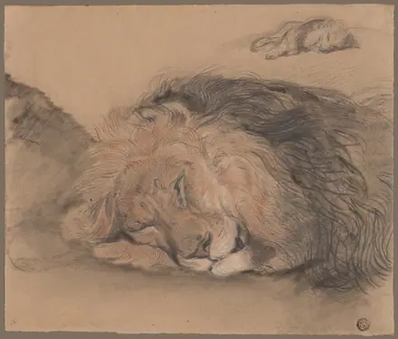 Lion's Head and Sketch of a Lion — Edmé Saint-Marcel