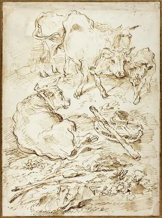 Cattle Beside Cart Wheel — Francesco Castiglione