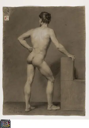 Academische studie, van op de rug gezien, 1837, Charles Recour, Musea Brugge, 0016.GRO0220.II